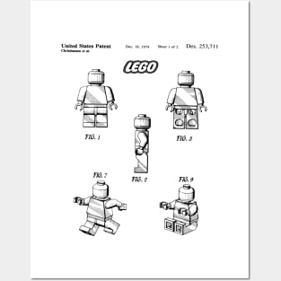 Lego Toy Figure Patent Black Posters and Art